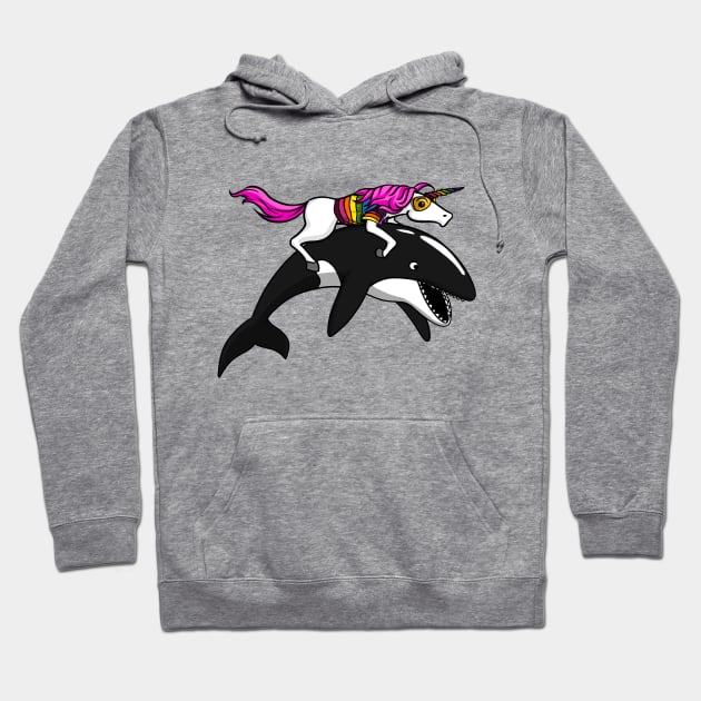 Unicorn Riding Orca Whale Hoodie by underheaven